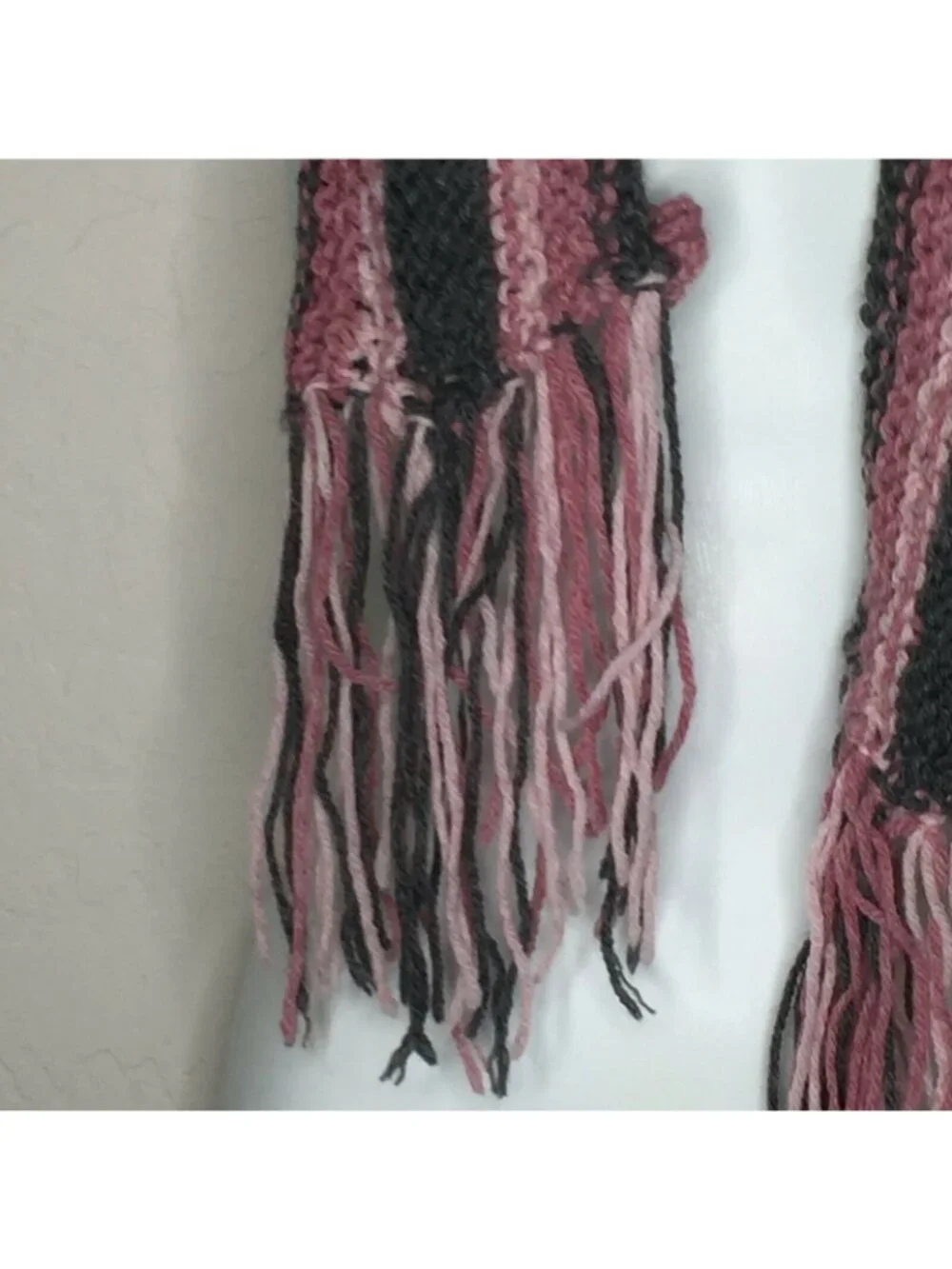 Womens Crochet Fringe Brown Pink Peach Scarf Accessories Fashion Winter One Size